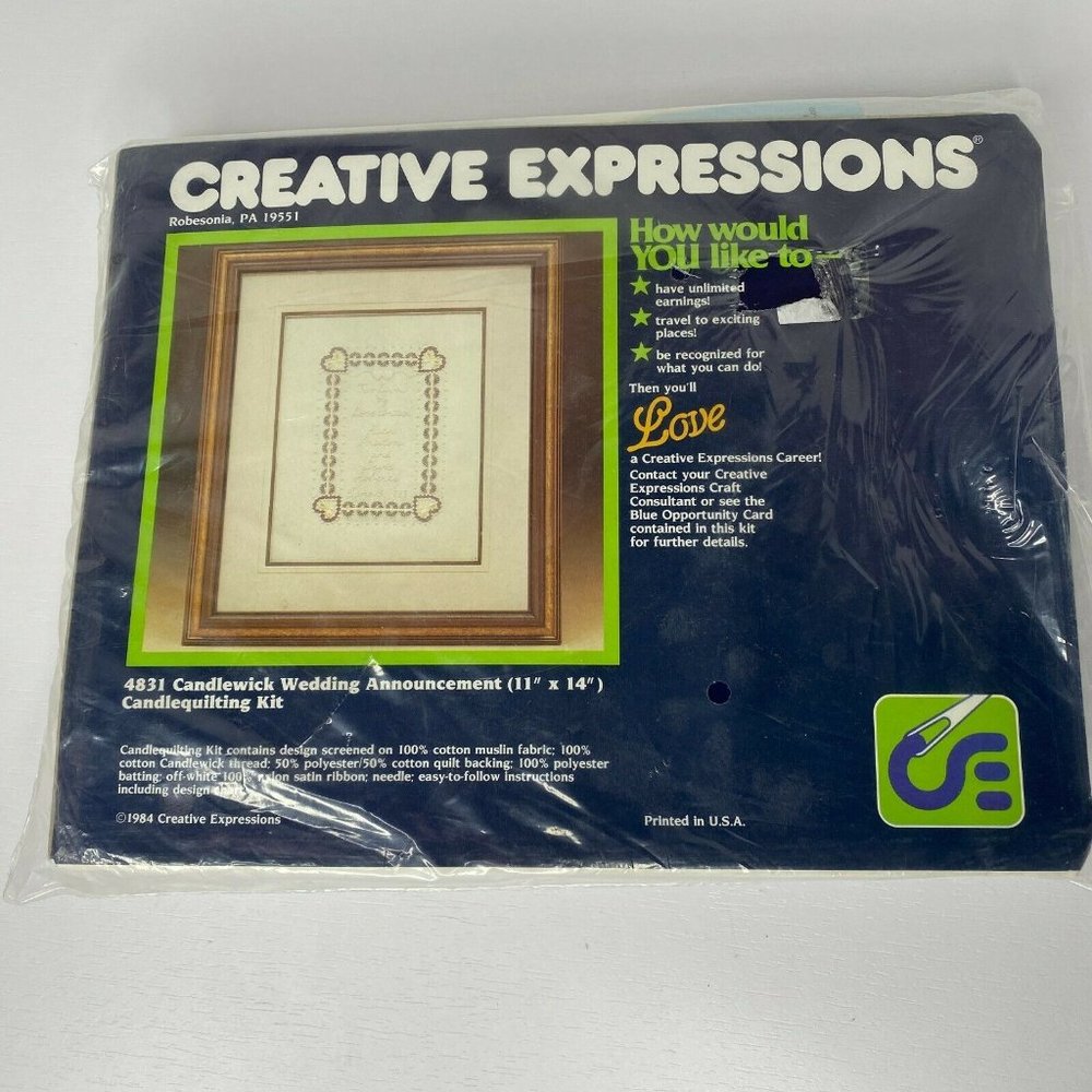 CREATIVE EXPRESSIONS Candlewick Wedding Announcement Candlequilting Kit 4831